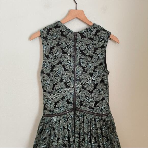 ALEXIS Green Black Floral Tulle Skirt Mini Dress Medium - Picture 9 of 15